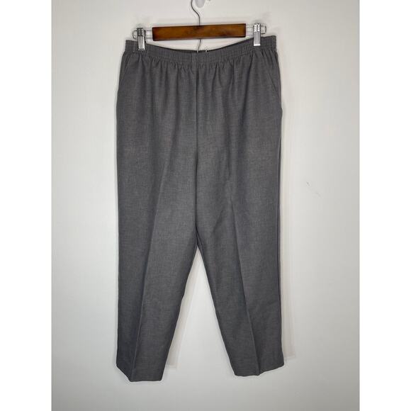 Alfred Dunner slacks pants trousers women's 12 GRAY elastic waist pull on slash - Picture 9 of 12